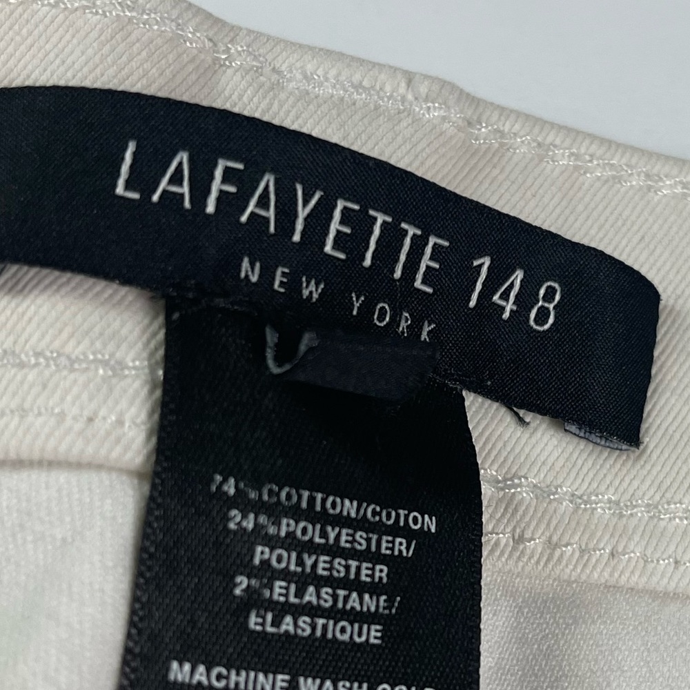 Lafayette 148 New York Cuffed Stretch Cotton Twill Pants Cream Size 12 Like New - Picture 6 of 9
